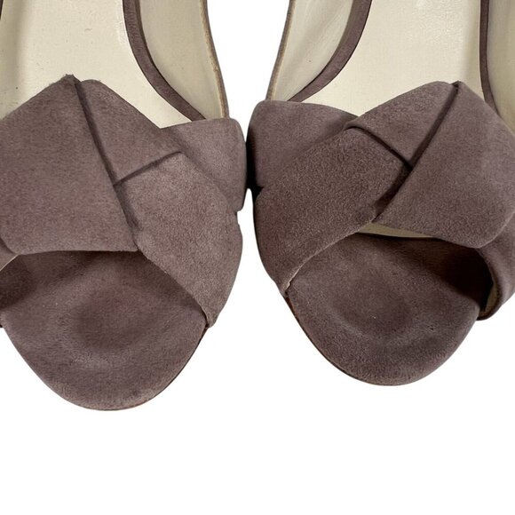 Rupert Sanderson Gaynor Heels Size EU 38 US 7 Suede Brown Peep Toe Sling Back - Picture 5 of 14